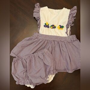 Purple Gingham Mardi Gras Outfit Girls 3T